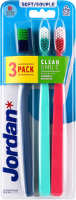 Набір зубних щіток Jordan Clean Smile м'яка 3шт. (рожева+синя+бірюзова)