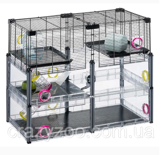 Модульна клітка для хом'яків та мишей Ferplast Multipla Hamster Crystal з аксесуарами чорна 72.5x37.5x62 см 57007617 | Зображення 6