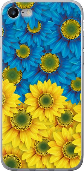 Чехол на iPhone SE 2020 Жёлто-голубые цветы "1048u-2013-17620"
