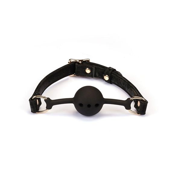Повітропроникний кляп Liebe Seele Boudoir Amor Ball Gag Black, силіконова кулька, діаметр 4,3 см Sex Aura