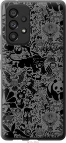 Чехол на Samsung Galaxy A53 A536E Чёрно-серый стикер бомбинг "2432u-2585-17620"