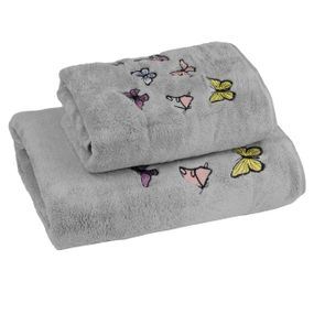 Набор полотенец микрофибра LoveYouHome Бабочки 35x75 см + 70x140 см серый (60154)