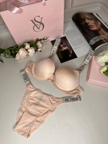 Комплект белья Виктория Сикрет | Женский комплект нижнего белья Victoria’s Secret Rhinestone со стразами M,