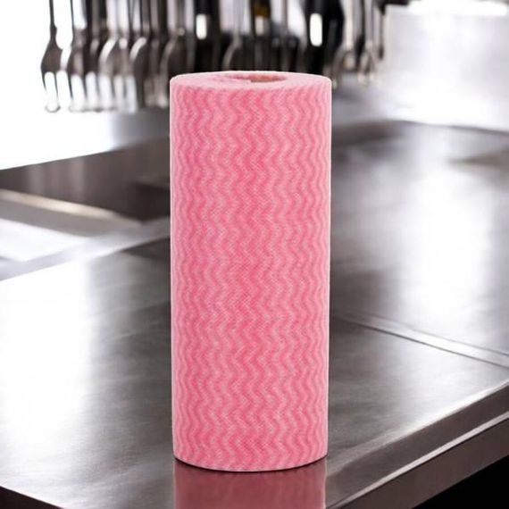 Полотенца одноразовые нетканые в рулоне отрывные Розовые