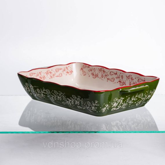 Форма для запікання Vintage 33×21×5.5 (см) прямокутна з ручками Зелена HM05-11 | Зображення 1