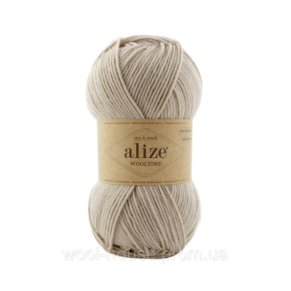 Шкарпеткова пряжа Alize Wooltime, бежевий меланж 152