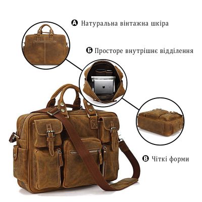 Сумка Vintage У вінтажному стилі Коричнева (14051) | Зображення 3