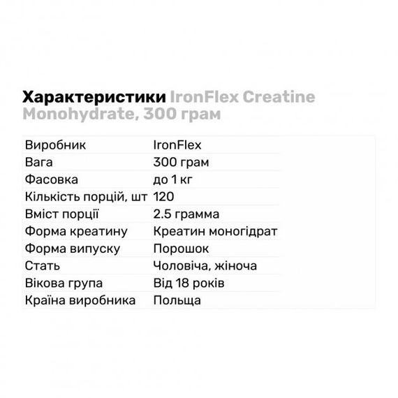 Креатин моногідрат IronFlex Nutrition Creatine Monohydrate 300 g (Lemon) | Зображення 1