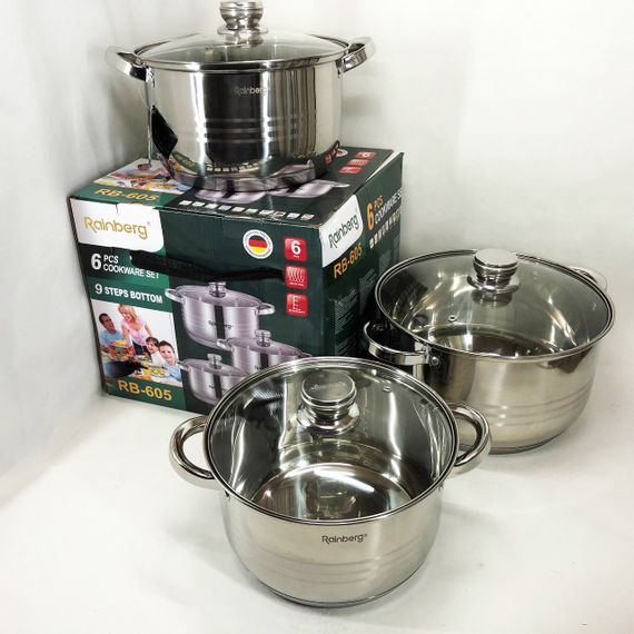 Набір каструль Rainberg RB-605 капсульне 9-ти шарове дно | Зображення 5