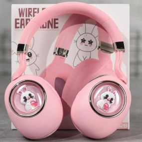 Навушники бездротові акумуляторні LED ST862 A.B.C.D Рожеві