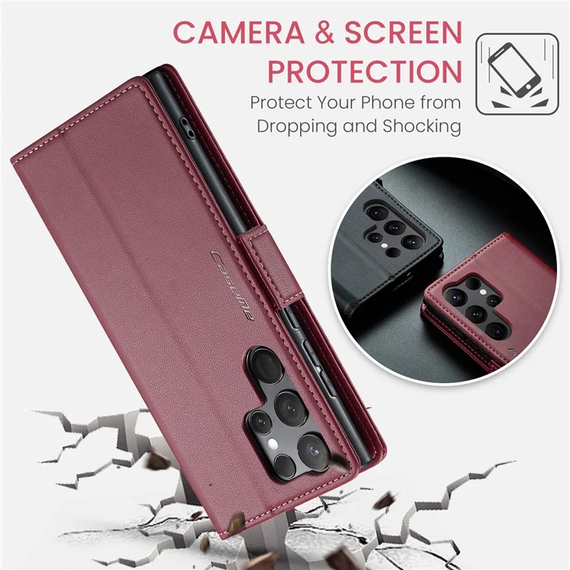 Кожаный чехол-книжка Retro Case для Samsung Galaxy S23 Ultra цвет Красный | Зображення 6