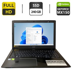 Ноутбук Б-клас Acer Aspire E5-576G-5762 / 15.6" (1920x1080) IPS / Intel Core i5-8250U (4 (8) ядра по 1.6 - 3.4 GHz) / 16 GB DDR3 / 240 GB SSD M.2 / nVidia GeForce MX150, 2 GB GDDR5, 64-bit / WebCam / DVD-ROM б/в