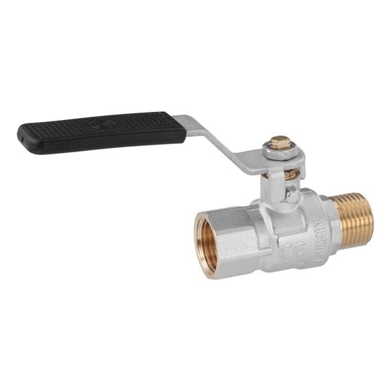 Кран кульовий Kroner 1/2" ВЗ PN40 ручка, нікельований (CV033214) | Зображення 2