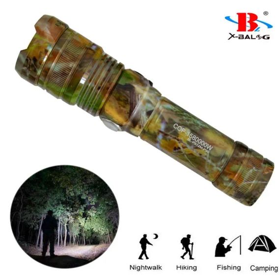 Ручной аккумуляторный фонарик с боковым диодом Power style MX-915M-COB камуфляжный расцветка | Зображення 2