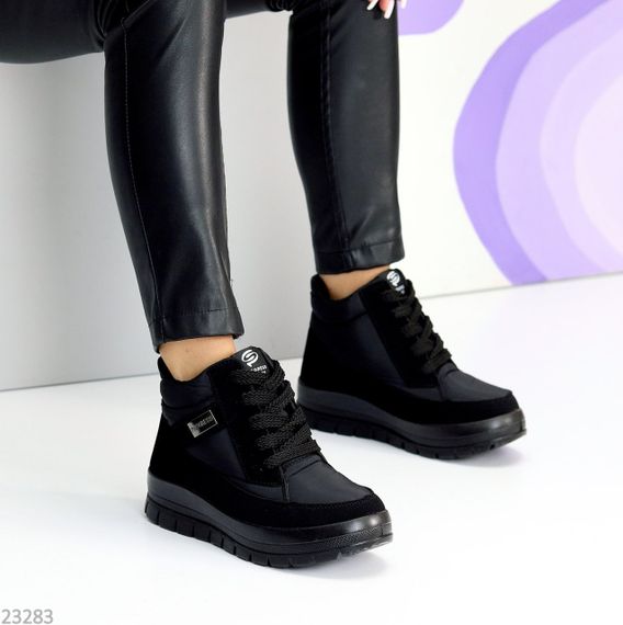 Легкі зручні теплі чорні черевики на кожен день | Зображення 4
