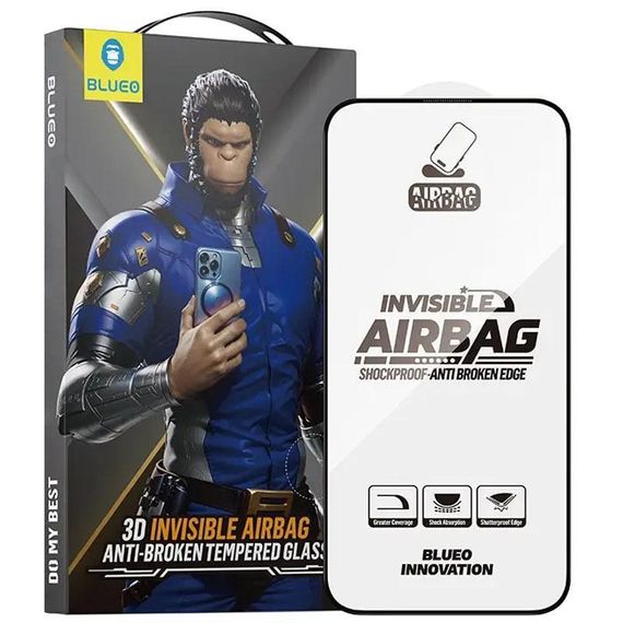 Защитное 3D стекло Blueo Invisible Airbag Anti-broken для Apple iPhone 17 / 17 Pro (6.3") Черный
