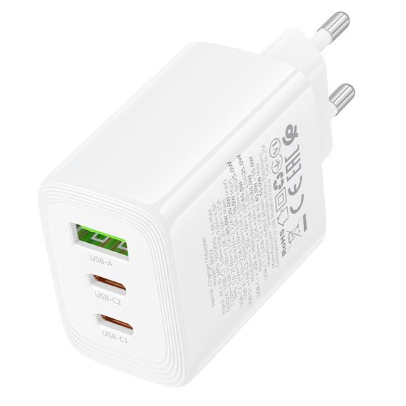 СЗУ BOROFONE BN32, 2xUSB-C+1xUSB-A, PD65W+QC3.0, White, Box | Зображення 2