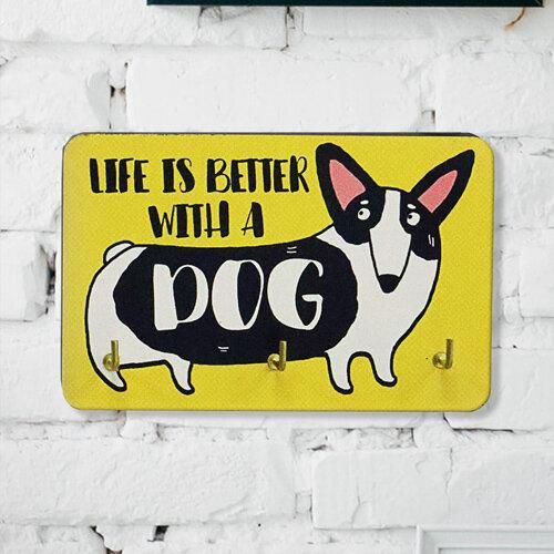 Ключница настенная Life is better with a dog 10x15 см (KEDL_21S011) | Зображення 1