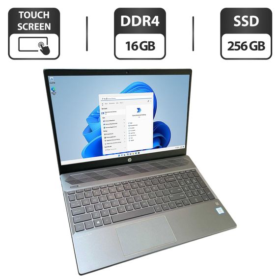 Ноутбук Б-класс HP 15-cs2083cl / 15.6" (1920x1080) IPS Touch / Intel Core i7-8565U (4 (8) ядра по 1.8 - 4.6 GHz) / 16 GB DDR4 / 256 GB SSD / Intel UHD Graphics / WebCam б/у