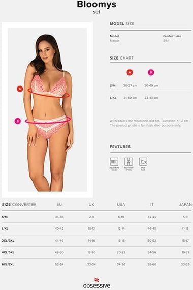 Мереживний комплект Bloomys set Рожевий L/XL | Зображення 8