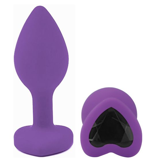 Силіконова анальна пробка EGZO - Silicone Violet Heart Plug Black, size S Sex Aura | Зображення 1