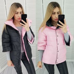 Куртка 415 чорний з розовим