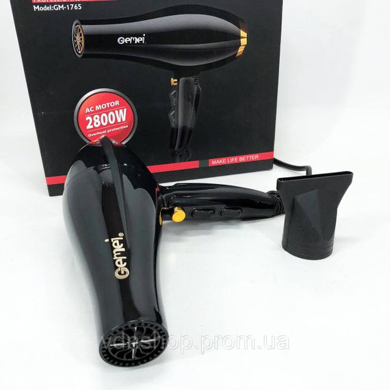 Фен з регульованою швидкістю і температурою Gemei, Електричний фен для волосся з дифузором SA-56 | Зображення 3
