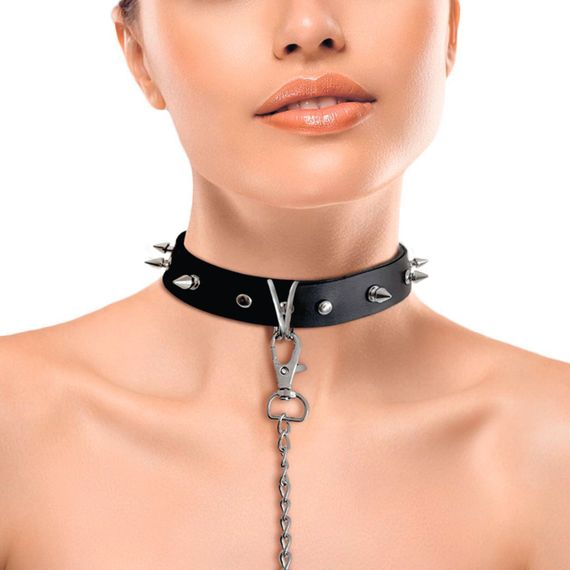Ошейник с шипами и поводком Art of Sex Collar Spikes and Leash, Черный | Зображення 7