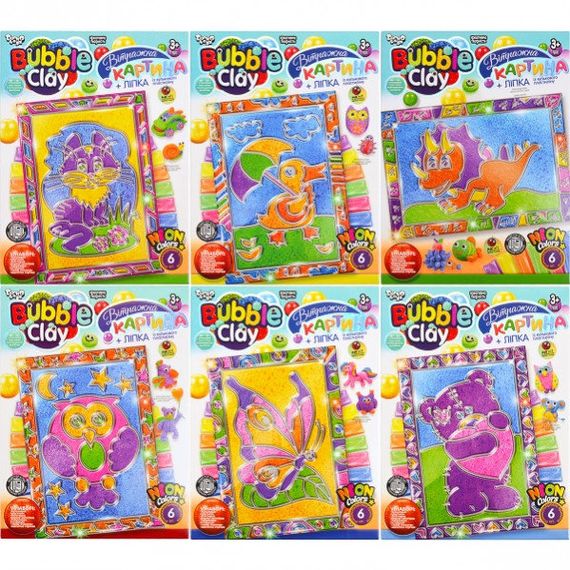 Набір для творчості "BUBBLE CLAY Вітражна картина" BBC-02U Danko Toys Динозавр Вид 1 | Зображення 1