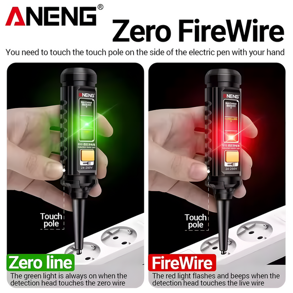 Індикаторна викрутка ANENG B15 безконтактний тестер напруги AC/DC 24-250V | Зображення 7