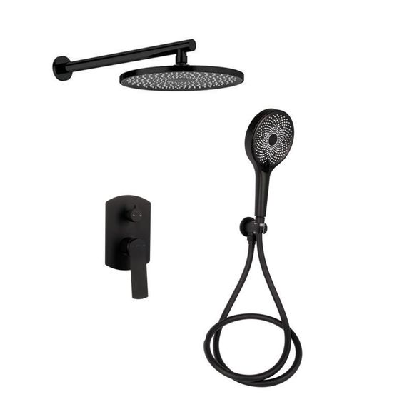 Душова система універсальна Qtap Slavonice прихованого монтажу на два споживача QTSLA113BLM45900 Black Matt