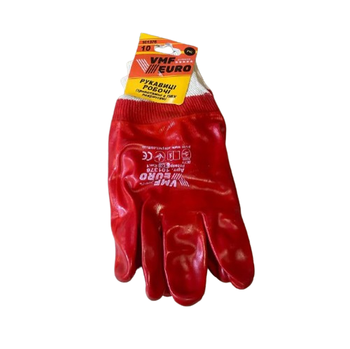 Рукавички 101376б ПВХ-покриття повний облив р.10(XL) червоний VMF EURO
