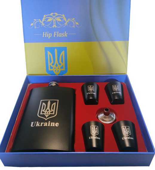 Подарунковий набір з флягою для чоловіків Ukraine 🇺🇦 6х1 TZ-14