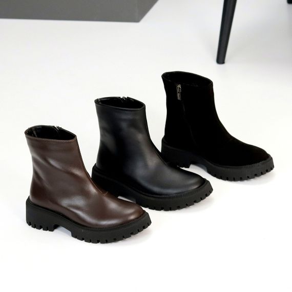 Практичні універсальні шкіряні черевики на флісі колір Шоколад | Зображення 8