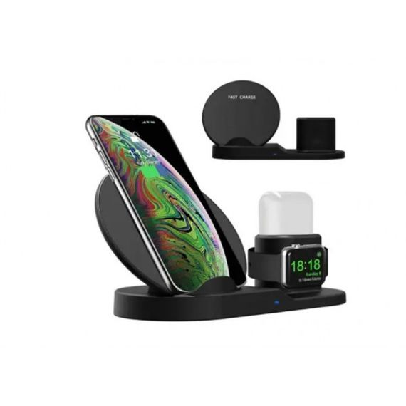 Бездротова зарядка 3 в 1 wireless charger 3 in 1 для смартфона смарт-годинника навушників із захистом | Зображення 7