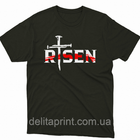 Футболка з християнським принтом Risen, Воскреслий. FH-1