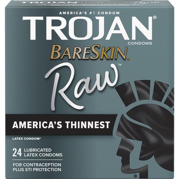Упаковка 24шт TROJAN BARESKIN RAW