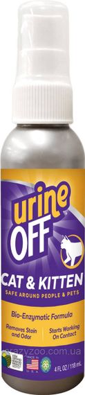 Спрей для удаления запахов и пятен для котов и котят TropiClean Urine Off 118 мл 016998