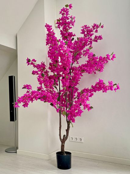 Искусственная розовая бугенвиллия 210 см в горшке — цветущее декоративное дерево для интерьера | Зображення 1