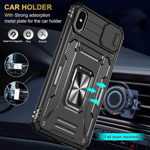Ударопрочный чехол Camshield Army Ring для Apple iPhone X / XS (5.8") Черный / Black | Зображення 1