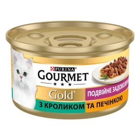 Вологий корм для котів з кроликом та печінкою у соусі Gourmet Gold, 85 гр