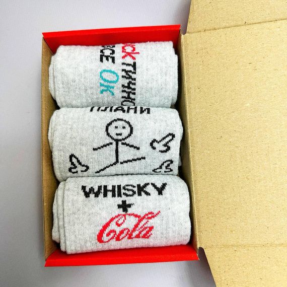 Подарочный набор мужских носков в коробке размер 40-45 3 пары цвет серый  ч3бокс043 | Зображення 2