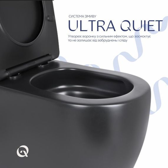 Унітаз підлоговий Qtap Robin Ultra Quiet безобідковий із сидінням Soft-Close MATT BLACK QT13226083AMB | Зображення 4