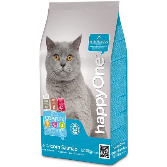 Сухой корм для стерилизованных котов с курицей и лососем Happy One Sterilized Cat, 10 кг