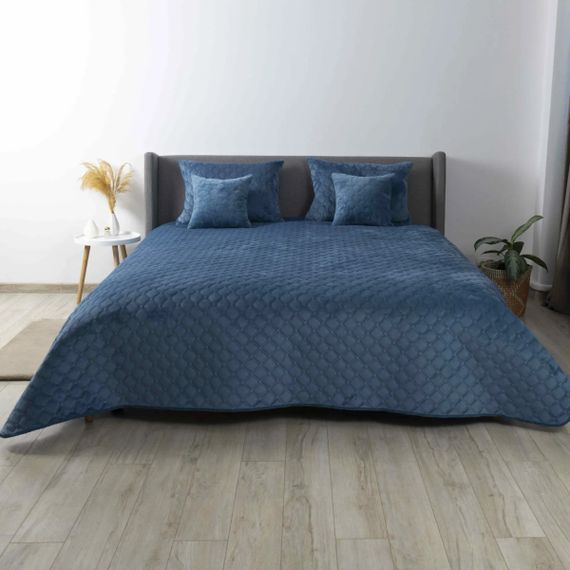 Покрывало двуспальное ТЕП Velour Ромб круглый 4-00517_22874 220х240 см синее | Зображення 1