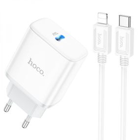 СЗУ Hoco C104A PD20W (1USB-C) + кабель Type-C to Lightning White