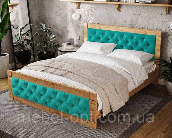 Ліжко двоспальне Natali 160x200 см Дуб Тахо/велюр Light Teal (м'ятно бірюзовий) вибір кольору оббивки | Зображення 7