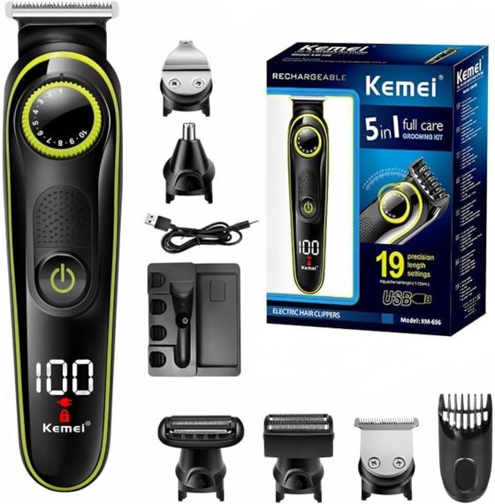 Машинка для стрижки 5в1 Kemei KM-696 для волос ∙ Универсальный триммер Kemei KM-69 для волос и бороды | Зображення 2