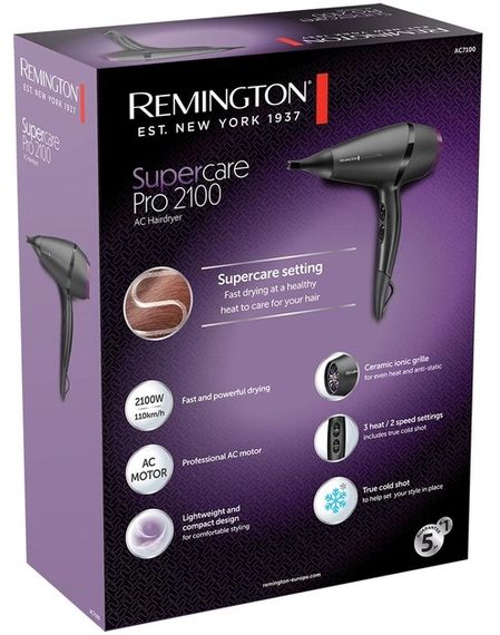 Фен Remington SuperСare PRO 2100 AС motor AС7100 2100 Вт чорний | Зображення 7
