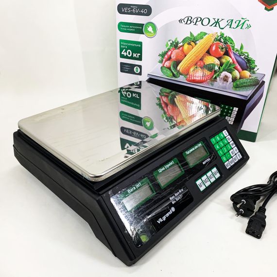 Весы торговые для прилавка ViLgrand VES-6V-40 40 кг, Весы с платформой для торговли FL-91 | Зображення 3